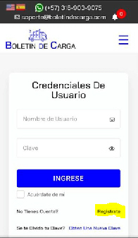 Enlace Registrate móvil