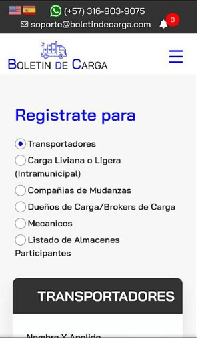 Selección categoría móvil